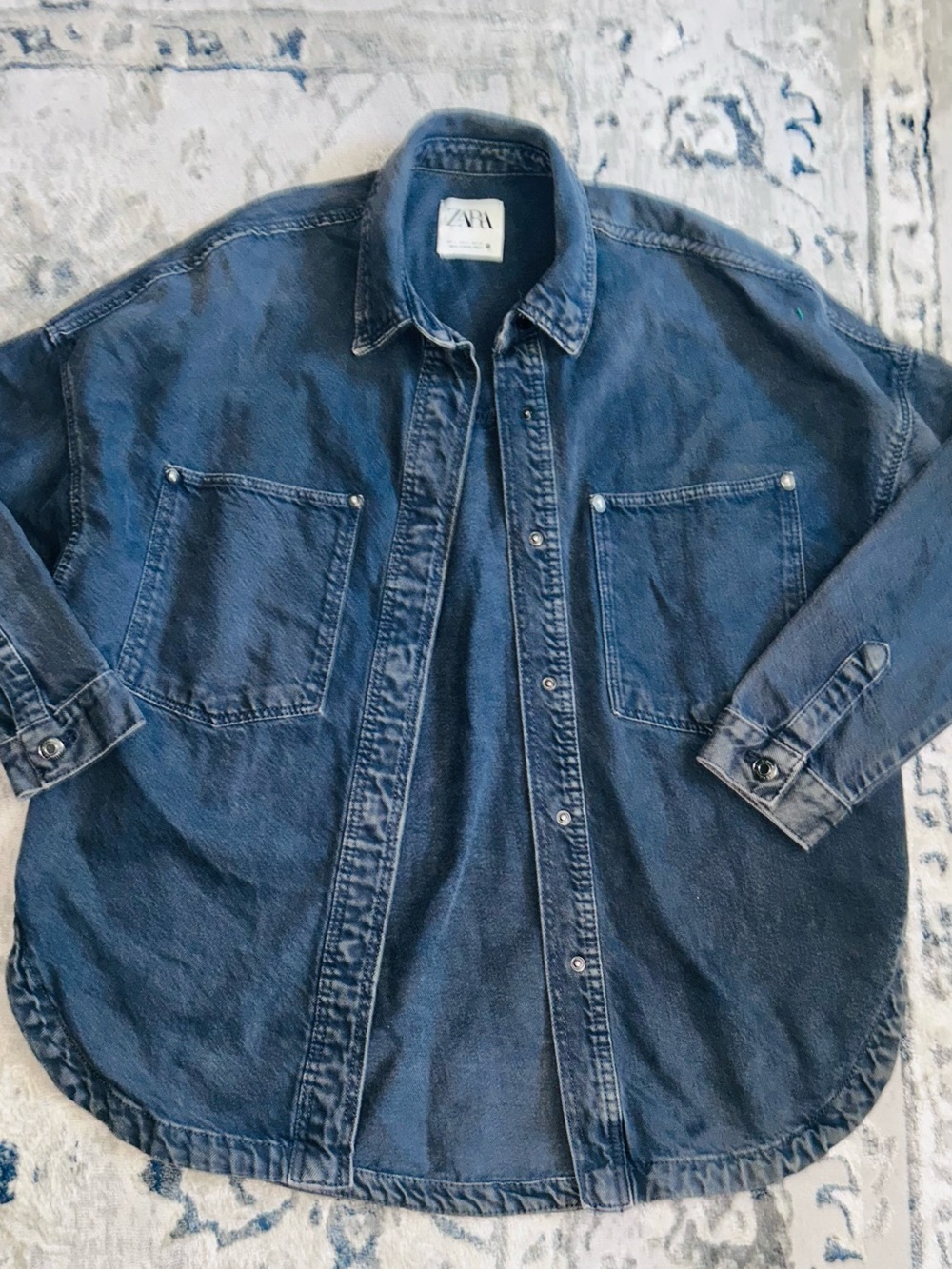 Zara Indigo Denim Button-Front Shacket